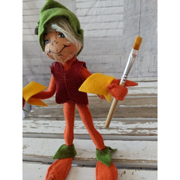 Annalee Thanksgiving elf acorn brush green leaf fa - Picture 2 of 8